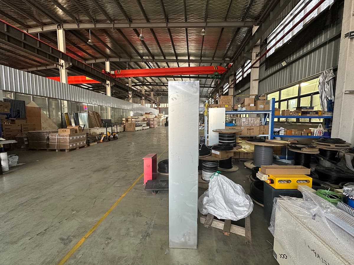 Used dumbwaiter car and storage area inspected for second-hand service lift condition
